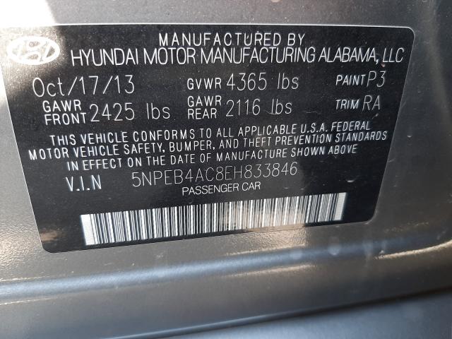 Photo 9 VIN: 5NPEB4AC8EH833846 - HYUNDAI SONATA GLS 