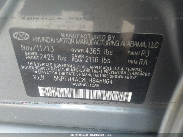 Photo 8 VIN: 5NPEB4AC8EH848864 - HYUNDAI SONATA 