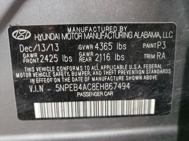 Photo 9 VIN: 5NPEB4AC8EH867494 - HYUNDAI SONATA GLS 