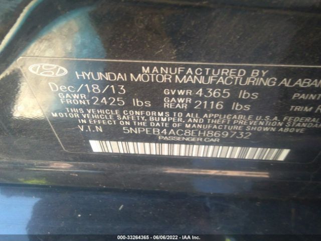 Photo 8 VIN: 5NPEB4AC8EH869732 - HYUNDAI SONATA 