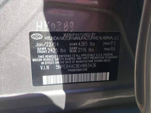 Photo 9 VIN: 5NPEB4AC8EH883436 - HYUNDAI SONATA GLS 