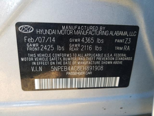 Photo 9 VIN: 5NPEB4AC8EH891908 - HYUNDAI SONATA GLS 