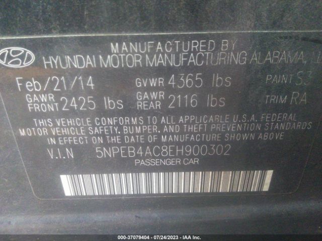 Photo 8 VIN: 5NPEB4AC8EH900302 - HYUNDAI SONATA 