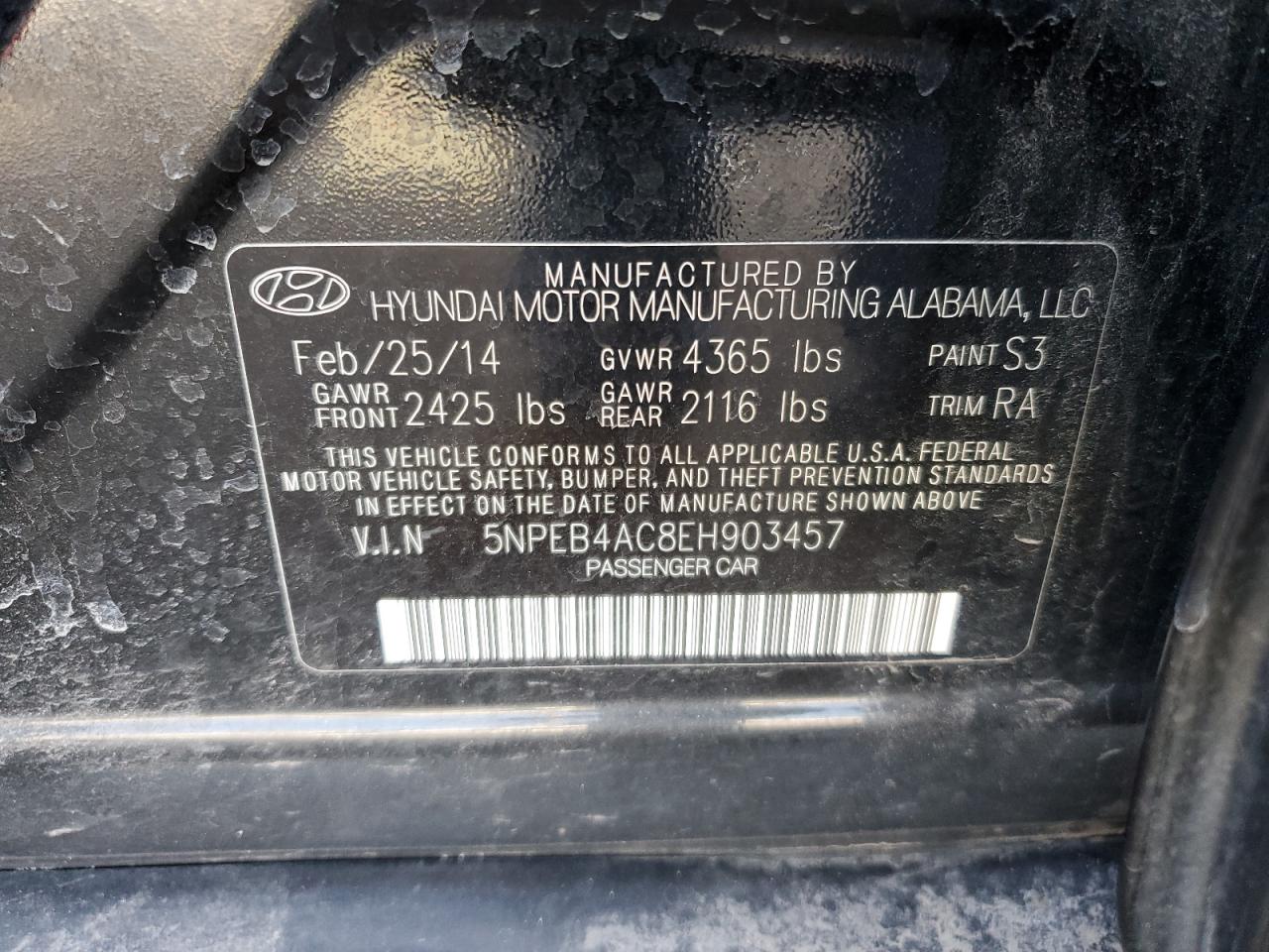 Photo 11 VIN: 5NPEB4AC8EH903457 - HYUNDAI SONATA 