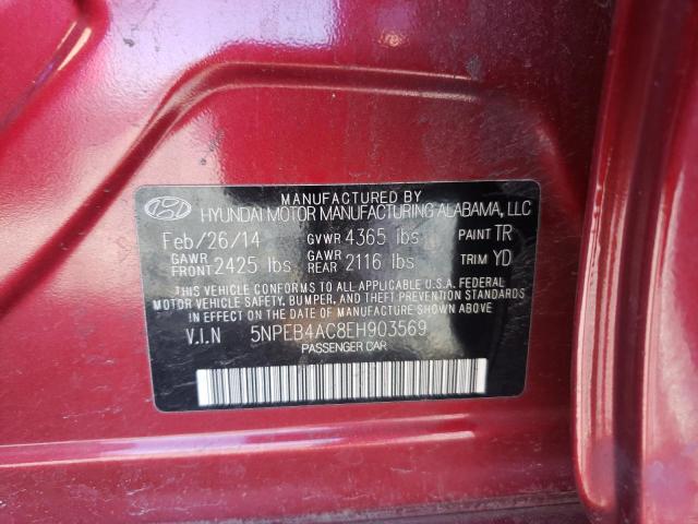 Photo 11 VIN: 5NPEB4AC8EH903569 - HYUNDAI SONATA GLS 