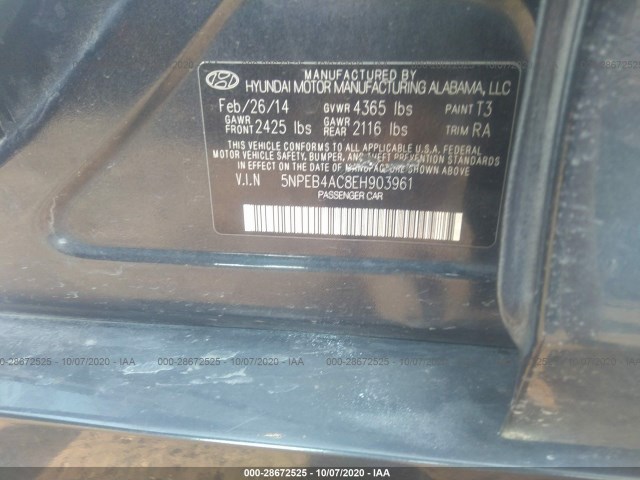 Photo 8 VIN: 5NPEB4AC8EH903961 - HYUNDAI SONATA 