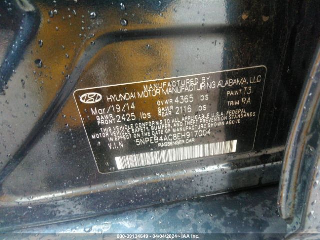 Photo 8 VIN: 5NPEB4AC8EH917004 - HYUNDAI SONATA 