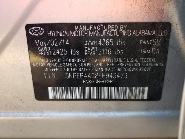 Photo 9 VIN: 5NPEB4AC8EH943473 - HYUNDAI SONATA GLS 