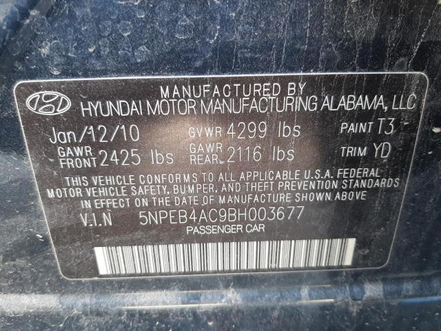 Photo 9 VIN: 5NPEB4AC9BH003677 - HYUNDAI SONATA GLS 