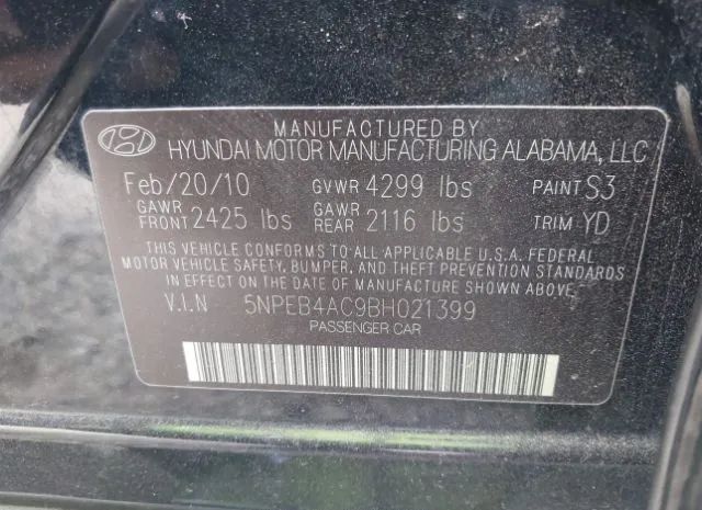 Photo 8 VIN: 5NPEB4AC9BH021399 - HYUNDAI SONATA 