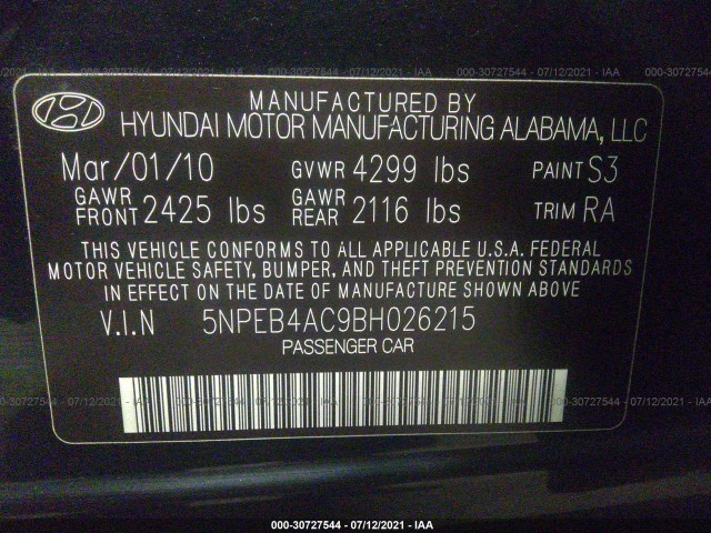 Photo 8 VIN: 5NPEB4AC9BH026215 - HYUNDAI SONATA 