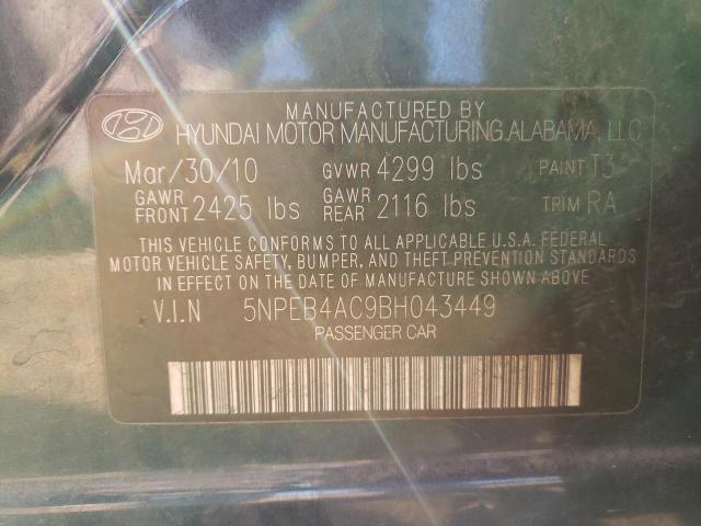 Photo 9 VIN: 5NPEB4AC9BH043449 - HYUNDAI SONATA GLS 