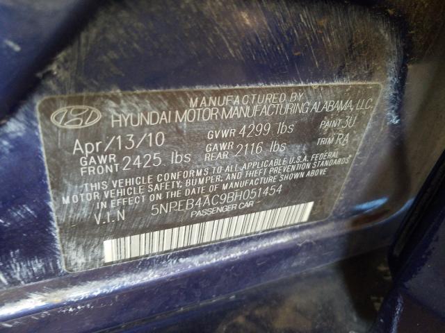 Photo 9 VIN: 5NPEB4AC9BH051454 - HYUNDAI SONATA GLS 