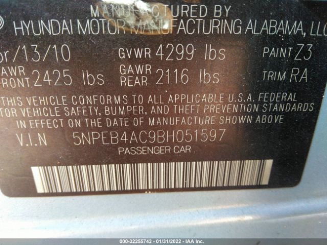 Photo 8 VIN: 5NPEB4AC9BH051597 - HYUNDAI SONATA 