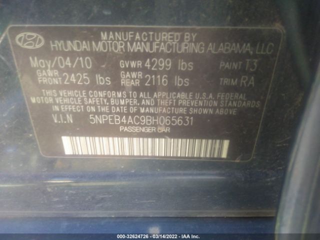 Photo 8 VIN: 5NPEB4AC9BH065631 - HYUNDAI SONATA 