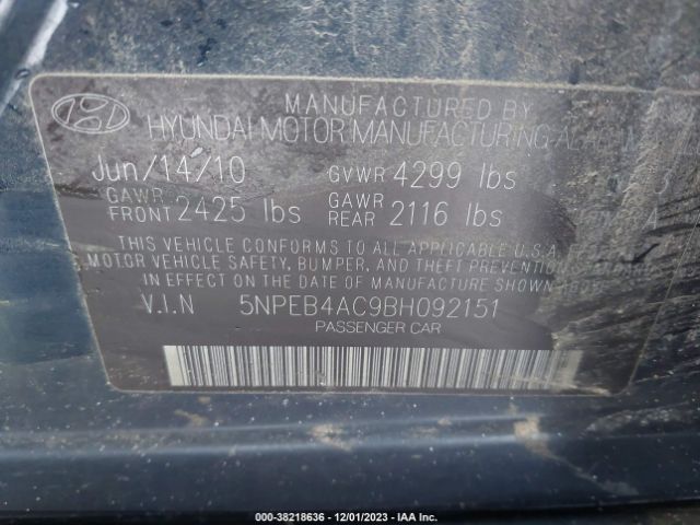 Photo 8 VIN: 5NPEB4AC9BH092151 - HYUNDAI SONATA 