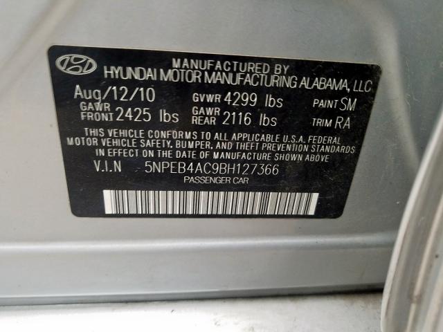 Photo 9 VIN: 5NPEB4AC9BH127366 - HYUNDAI SONATA GLS 