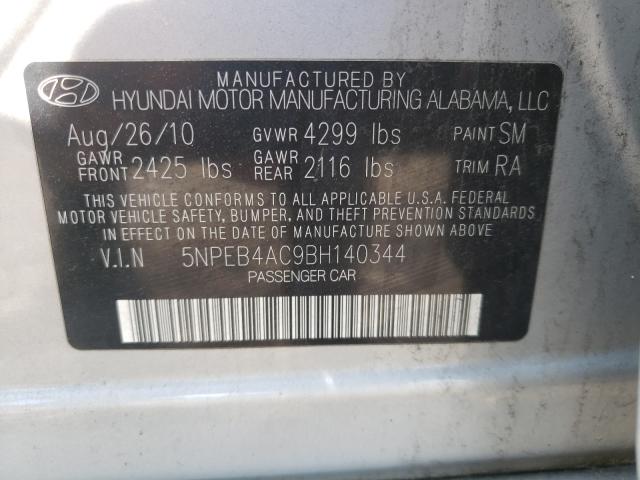 Photo 9 VIN: 5NPEB4AC9BH140344 - HYUNDAI SONATA GLS 