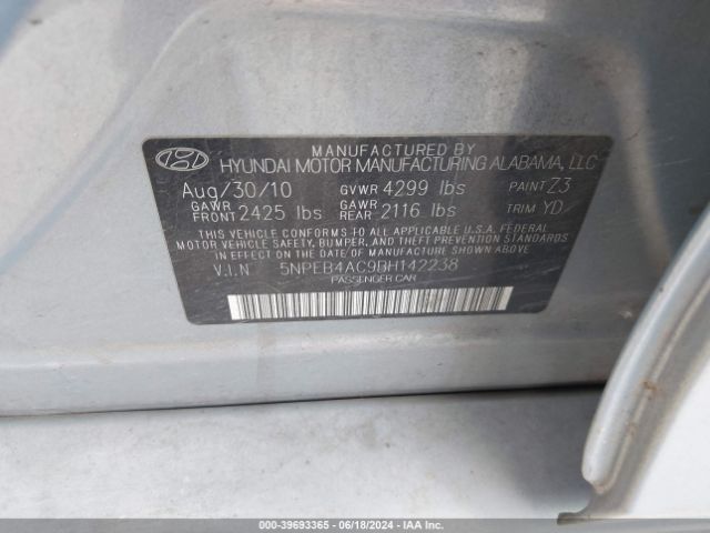 Photo 8 VIN: 5NPEB4AC9BH142238 - HYUNDAI SONATA 