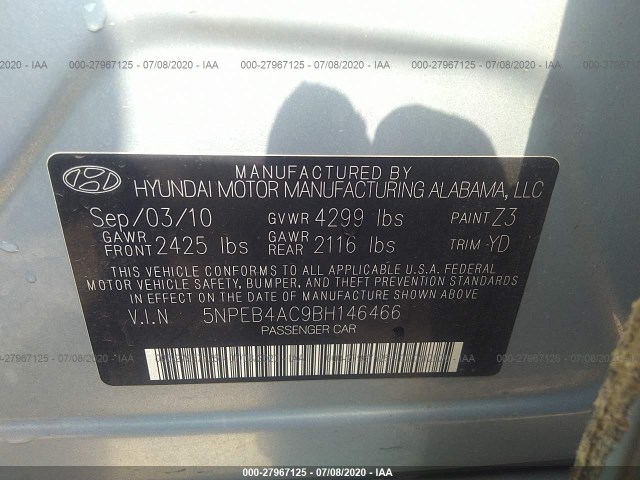 Photo 8 VIN: 5NPEB4AC9BH146466 - HYUNDAI SONATA 