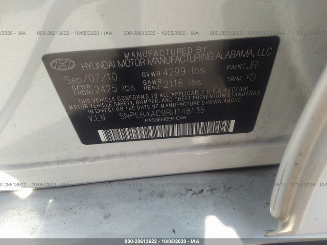 Photo 8 VIN: 5NPEB4AC9BH148136 - HYUNDAI SONATA 