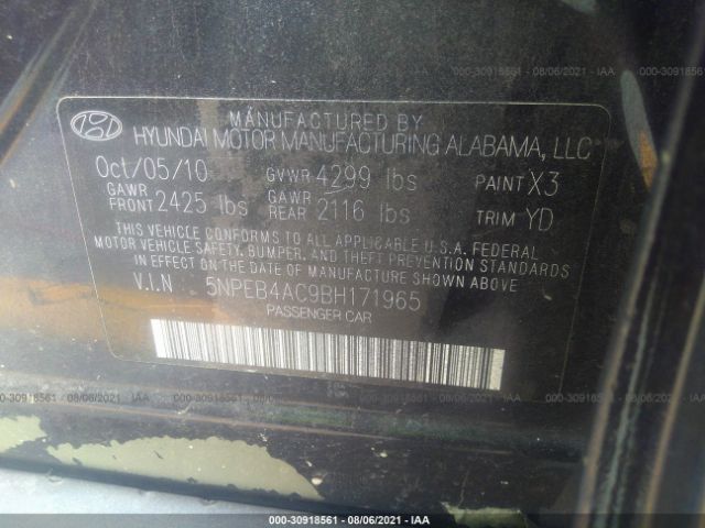 Photo 8 VIN: 5NPEB4AC9BH171965 - HYUNDAI SONATA 