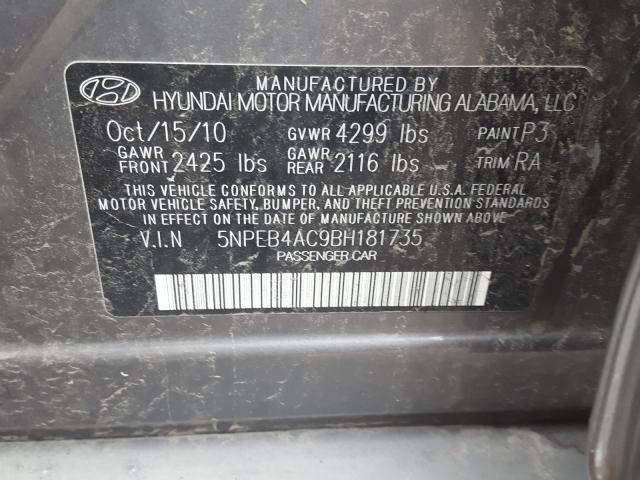 Photo 9 VIN: 5NPEB4AC9BH181735 - HYUNDAI SONATA GLS 