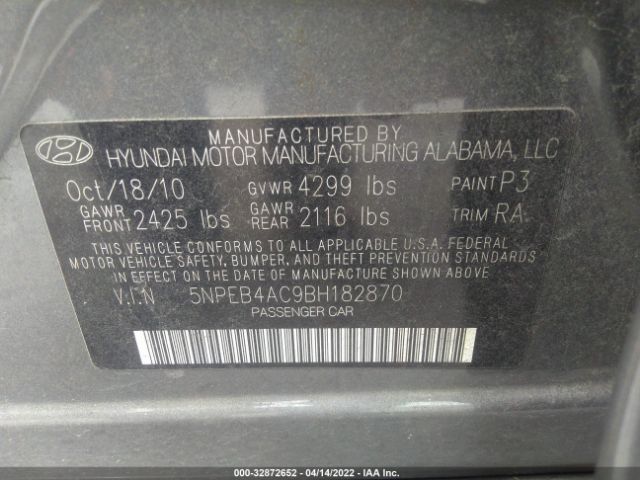 Photo 8 VIN: 5NPEB4AC9BH182870 - HYUNDAI SONATA 