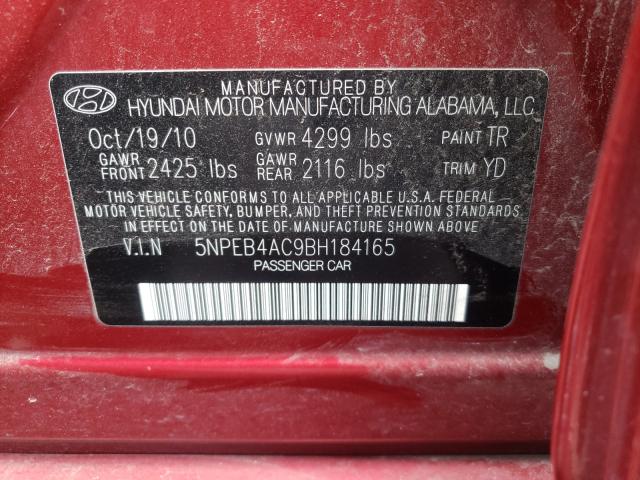 Photo 9 VIN: 5NPEB4AC9BH184165 - HYUNDAI SONATA GLS 