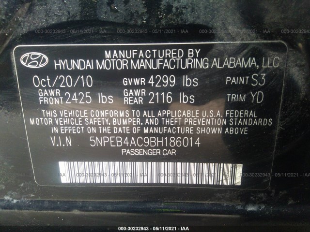 Photo 8 VIN: 5NPEB4AC9BH186014 - HYUNDAI SONATA 