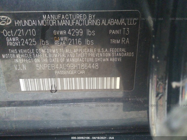 Photo 8 VIN: 5NPEB4AC9BH186448 - HYUNDAI SONATA 