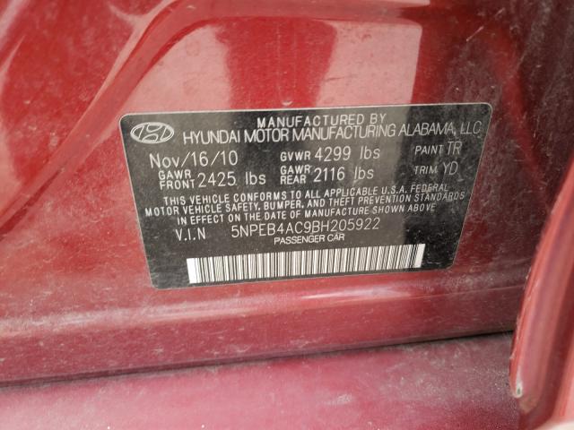 Photo 9 VIN: 5NPEB4AC9BH205922 - HYUNDAI SONATA GLS 