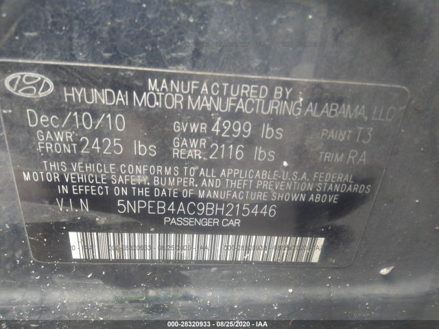 Photo 8 VIN: 5NPEB4AC9BH215446 - HYUNDAI SONATA 