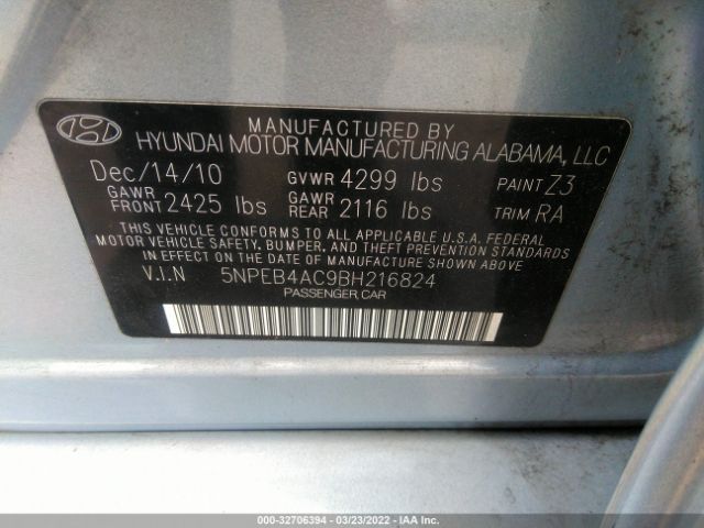 Photo 8 VIN: 5NPEB4AC9BH216824 - HYUNDAI SONATA 