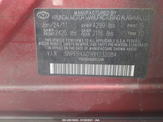 Photo 8 VIN: 5NPEB4AC9BH232084 - HYUNDAI SONATA 