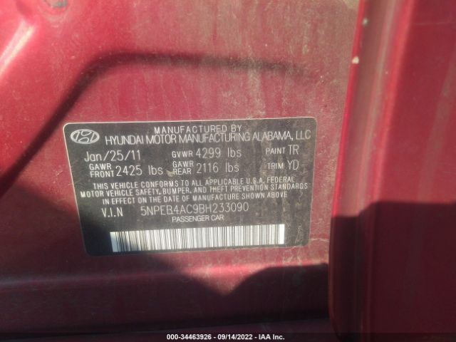 Photo 8 VIN: 5NPEB4AC9BH233090 - HYUNDAI SONATA 