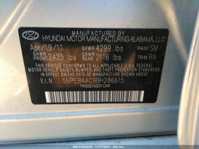 Photo 8 VIN: 5NPEB4AC9BH286615 - HYUNDAI SONATA 