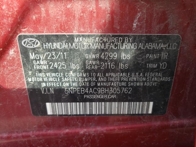 Photo 9 VIN: 5NPEB4AC9BH305762 - HYUNDAI SONATA GLS 