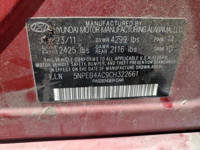 Photo 12 VIN: 5NPEB4AC9CH322661 - HYUNDAI SONATA GLS 