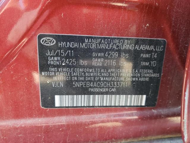 Photo 9 VIN: 5NPEB4AC9CH333711 - HYUNDAI SONATA GLS 