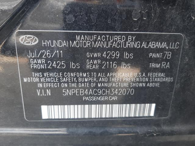 Photo 9 VIN: 5NPEB4AC9CH342070 - HYUNDAI SONATA GLS 