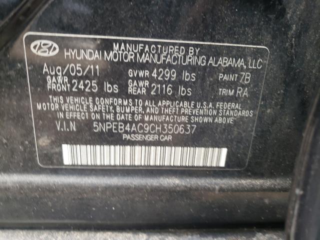 Photo 9 VIN: 5NPEB4AC9CH350637 - HYUNDAI SONATA GLS 