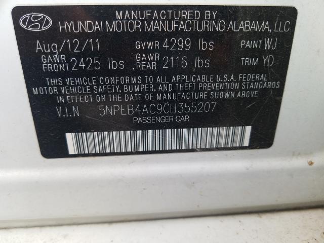 Photo 9 VIN: 5NPEB4AC9CH355207 - HYUNDAI SONATA GLS 