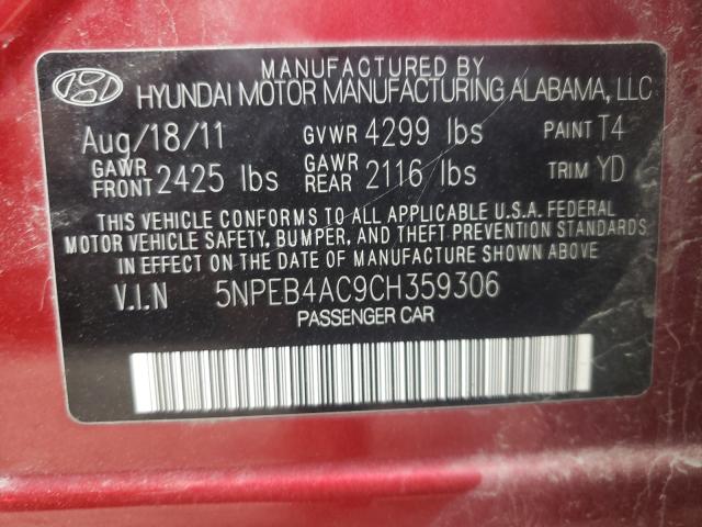 Photo 9 VIN: 5NPEB4AC9CH359306 - HYUNDAI SONATA GLS 