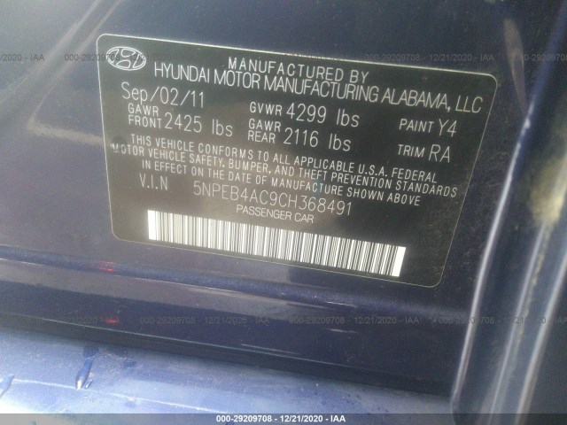 Photo 8 VIN: 5NPEB4AC9CH368491 - HYUNDAI SONATA 