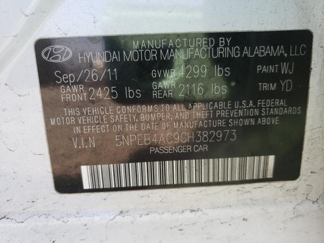 Photo 9 VIN: 5NPEB4AC9CH382973 - HYUNDAI SONATA GLS 