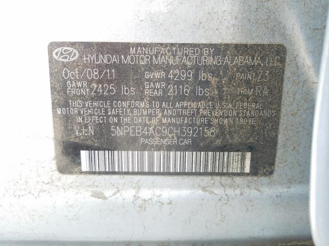 Photo 9 VIN: 5NPEB4AC9CH392158 - HYUNDAI SONATA GLS 