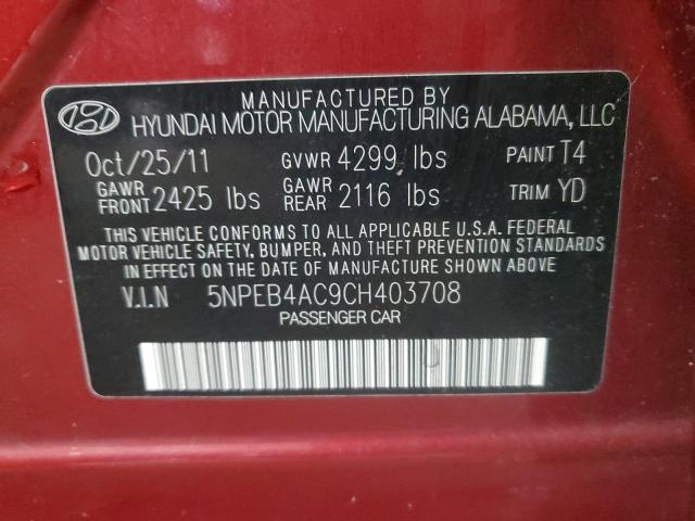 Photo 11 VIN: 5NPEB4AC9CH403708 - HYUNDAI SONATA GLS 