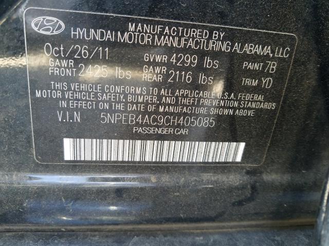 Photo 9 VIN: 5NPEB4AC9CH405085 - HYUNDAI SONATA GLS 