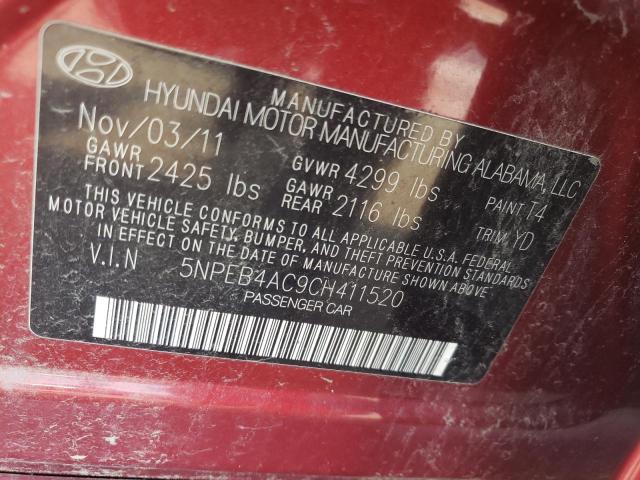 Photo 11 VIN: 5NPEB4AC9CH411520 - HYUNDAI SONATA GLS 